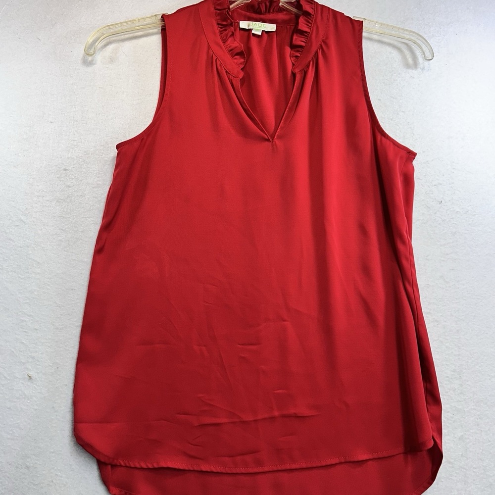 Jade Womens Red Sleeveless V Neck Blouse Size XS